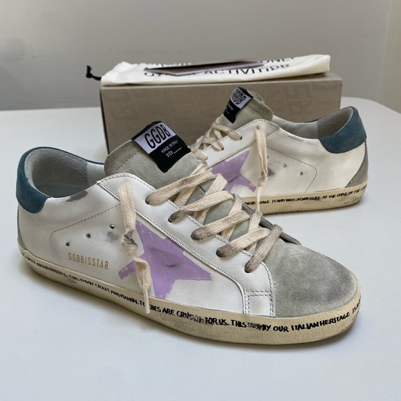 Golden Goose Superstar Sneaker in White/ Ice/ Pink/ Petrol size 40 New in Box - Picture 7 of 14